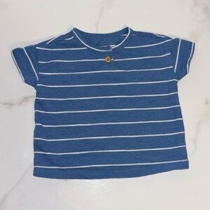Cat & Jack Baby Boy’s Blue & White Horizontal Stripe T-Shirt Size 3-6 Months